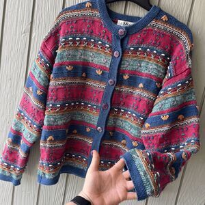 Vintage Le Moda Knitwear Ramie Cotton Button Cardigan Sweater M
